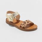 Girls' Kamila Leopard Print Ankle Strap Sandals - Cat & Jack Brown/gold