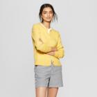 Women's Long Sleeve Crewneck Cardigan - A New Day Yellow