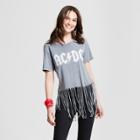 Ac/dc Women's Acdc Short Sleeve Fringe Graphic T-shirt (juniors') Gray