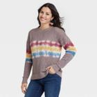 Women's Round Neck Pullover Sweater - Knox Rose Gray Tie-dye