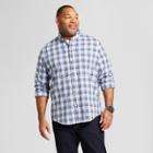 Men's Tall Plaid Standard Fit Long Sleeve Northrop Button-down Shirt - Goodfellow & Co Blue