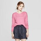 Women's Long Sleeve Crewneck Pullover Sweater - A New Day Pink