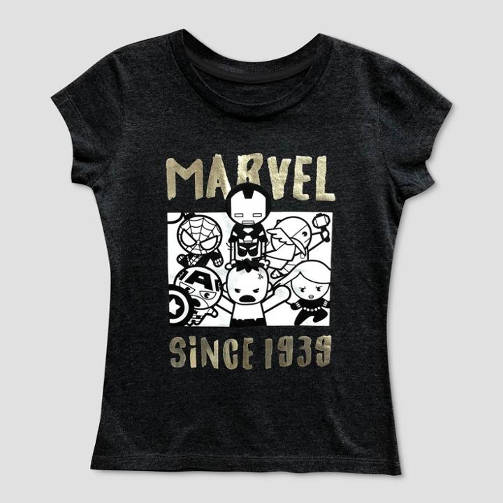 Girls' Marvel Short Sleeve T-shirt - Charcoal Heather