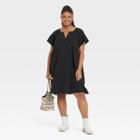 Women's Plus Size Flutter Short Sleeve Woven Dress - Universal Thread Black