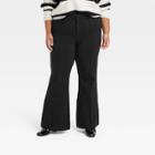 Women's Plus Size High-rise Slim Fit Retro Flare Pull-on Pants - A New Day Black