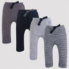 Touched By Nature Baby 4pk Harem Organic Cotton Pull-on Pants - Black/gray 6-9m, Kids Unisex