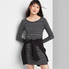 Women's Striped Long Sleeve Round Neck Knit Mini Dress - Wild Fable Black/white Xs, Women's,