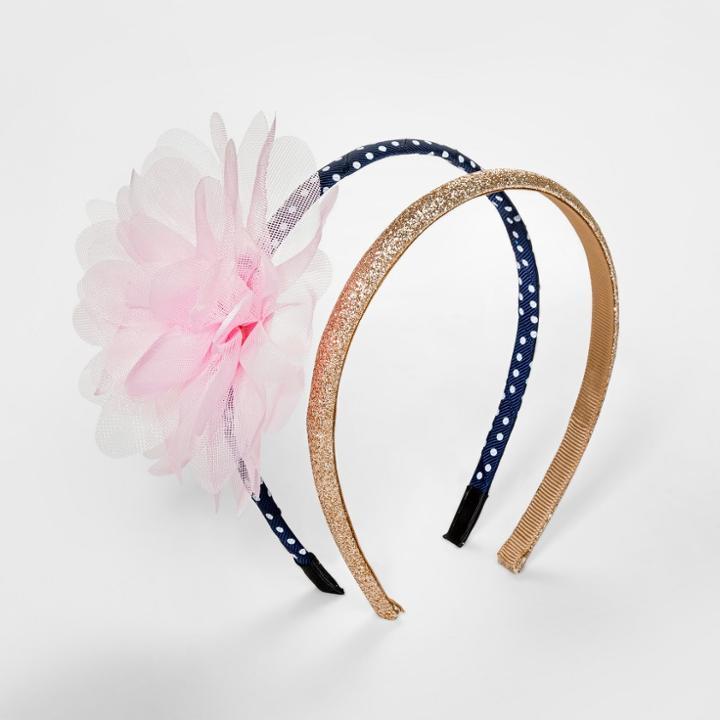 Girls' 2pk Flower & Metallic Headband - Cat & Jack,
