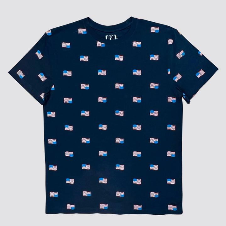 Iml Men's Flag Print Short Sleeve Graphic T-shirt - Navy Blue