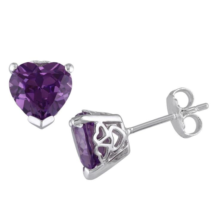 Target 4 1/2 Ct. T.w. Heart Shaped Created Alexandrite Earrings In Sterling