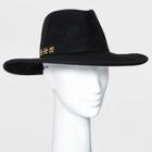 Women's Wide Brim Embellished Felt Fedora Hat - Universal Thread Black