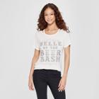 Women's Short Sleeve Belle Of The Beer Bash Clavicle Cut-out Graphic T-shirt - Zoe+liv - Heather Gray