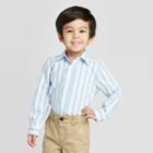 Oshkosh B'gosh Toddler Boys' Long Sleeve Striped Woven Button-down Shirt - Blue 12m, Toddler Boy's, Blue White