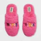 Women's Dluxe By Dearfoams Merry Vibes Slide Slippers - Pink