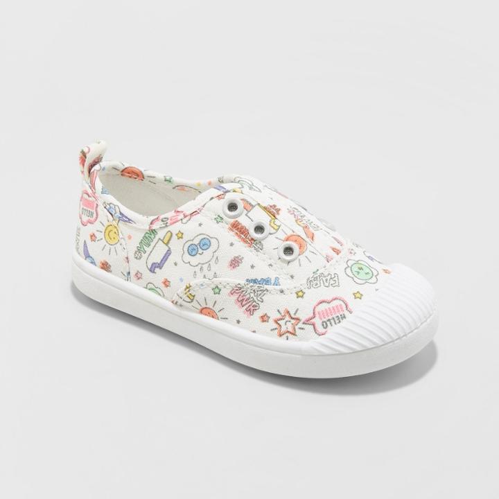 Toddler Girls' Alivia Canvas Slip On Sneakers - Cat & Jack Ivory