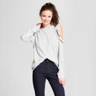 Women's Long Sleeve French Terry Ruffle Cold Shoulder Sweatshirt - Alison Andrews Gray