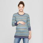 Maternity Striped Long Sleeve Printed Sweatshirt - Macherie - Navy Xl, Women's, Blue