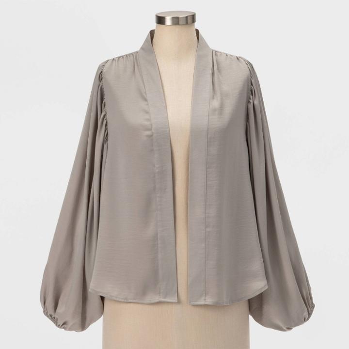 Women's Petite Short Rounded Kimono - A New Day Gray One Size, Women's