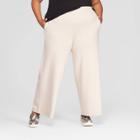 Women's Plus Size Wide Leg Knit Pants - Ava & Viv Beige