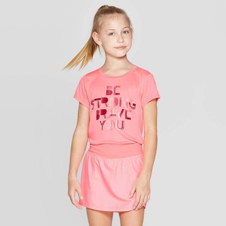 Girls' Graphic Be Strong Brave You Tech T-shirt - C9 Champion Pink S, Girl's,