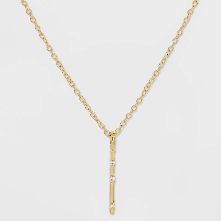 Gold Over Silver Plated Cubic Zirconia 'i' Initial Pendant Necklace - A New Day Gold
