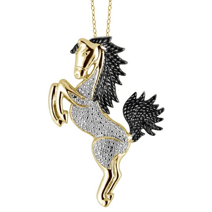 Distributed By Target Women's Sterling Silver Accent Round-cut White Diamond Pave Set Horse Pendant - Yellow