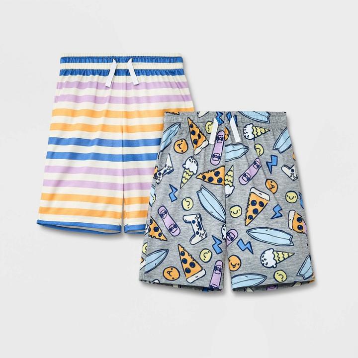 Boys' 2pk Icon & Stripes Shorts - Cat & Jack Gray