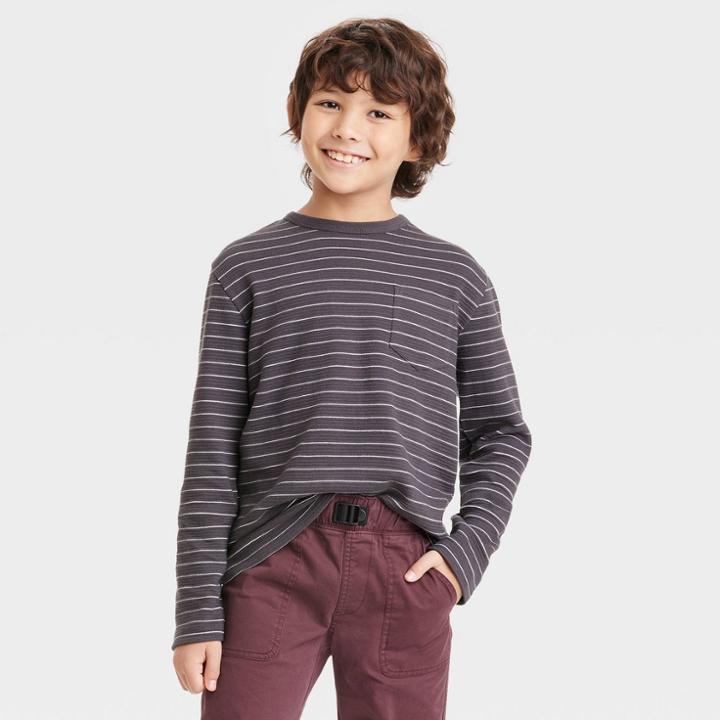 Boys' Ottoman Long Sleeve Knit T-shirt - Cat & Jack Gray