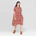 Women's Floral Print Short Sleeve V-neck Dress - Knox Rose Red