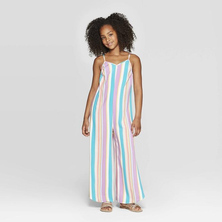 Girls' Wide Leg Woven Jumpsuit - Art Class M,
