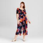 Women's Plus Size Floral Print Smock Jumpsuit - Xhilaration Black