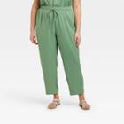 Women's Plus Size High-rise Slim Straight Ankle Jogger Pants - A New Day Green