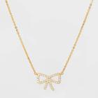 Sugarfix By Baublebar Crystal Bow Delicate Pendant 14k Necklace - Gold