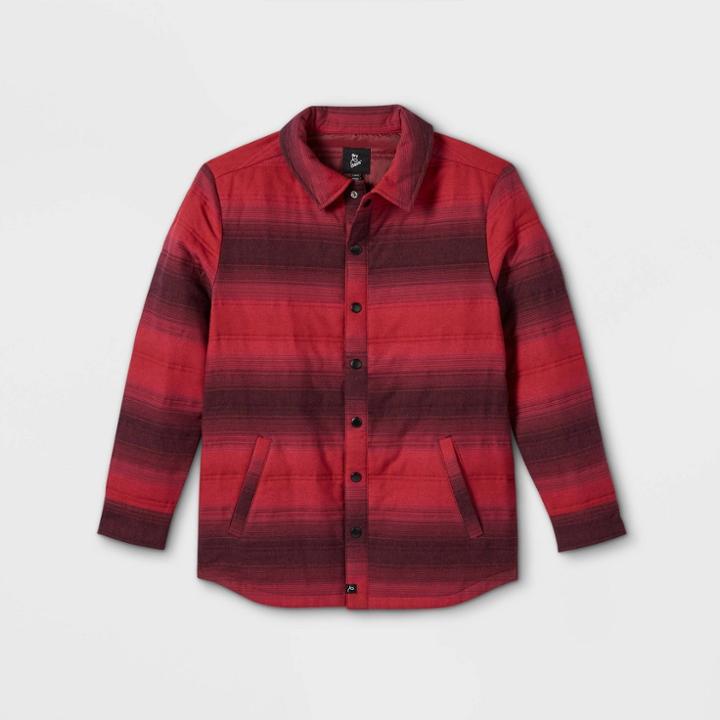 Boys' Striped Shirt Jacket - Art Class Burgundy