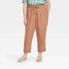 Women's Plus Size Paperbag Waist Pull-on Pants - Knox Rose Brown