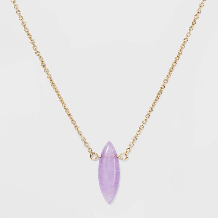 No Brand Petiteshort Necklace With Stone - Light Purple, Women's