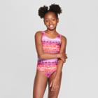 Girls' Boho Sunset One Piece Swimsuit - Art Class Orange/purple