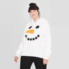 Well Worn Women's Sherpa Hooded Plus Size Snowman Sweatshirt (juniors') - White 2x, Women's,