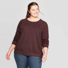 Women's Plus Size Long Sleeve Crewneck Sweatshirt - Universal Thread Dark Brown
