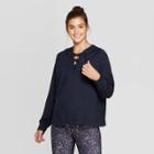 Women's Cozy Lace-up Hooded Sweatshirt - Joylab Night Sky L, Size: Large, Black Blue