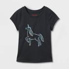 Toddler Girls' Sparkle Unicorn Short Sleeve Graphic T-shirt - Cat & Jack Gray