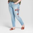 Women's Plus Size Embroidered Skinny Jeans - Universal Thread Light Wash