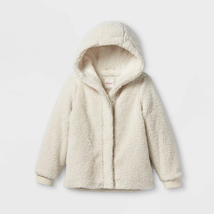 Girls' Sherpa Bomber Jacket - Cat & Jack Cream