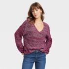 Women's V-neck Pullover Sweater - Universal Thread Burgundy