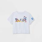 Women's Disney Mickey And Friends Plus Size Short Sleeve Cropped Graphic T-shirt (juniors') - White 1x, Women's,