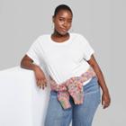 Women's Plus Size Short Sleeve Boxy Baby T-shirt - Wild Fable White