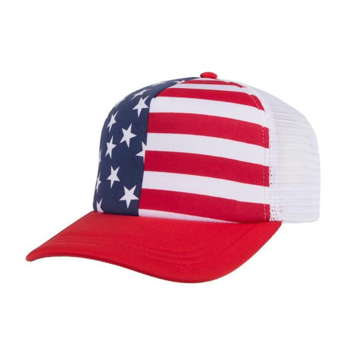 Wemco Striped Men's American Flag Trucker Baseball Hat - Red/white/blue One Size,