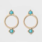 Post Hoop Earrings - A New Day Turquoise/gold,