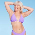 Women's Butterfly Charm Plisse Textured Triangle Bikini Top - Wild Fable Purple