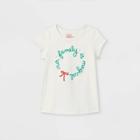 Toddler Girls' Adaptive Christmas 'our Family' Long Sleeve Graphic T-shirt - Cat & Jack Cream